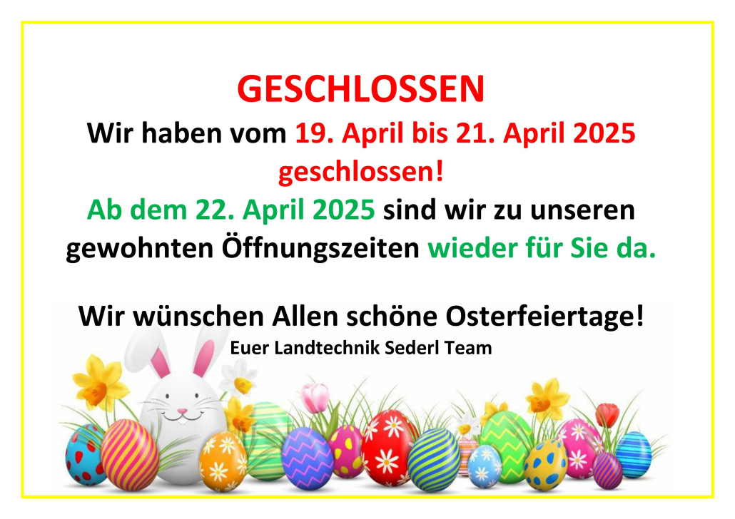 GESCHLOSSEN ostern 2025