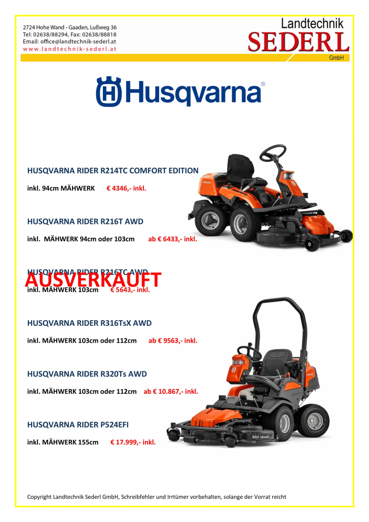 HUSQVARNA RIDER